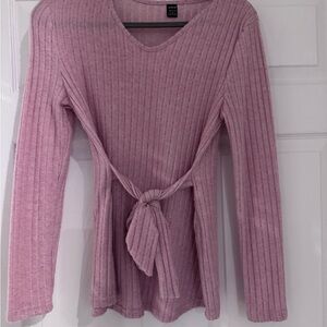 Pink Ribbed Long Sleeve Top